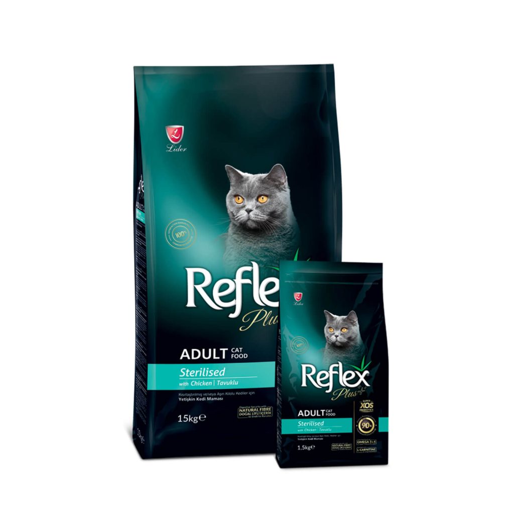 غذا خشک گربه رفلکس پلاس ادالت عقیم شده طعم مرغ 1.5 کیلوگرم